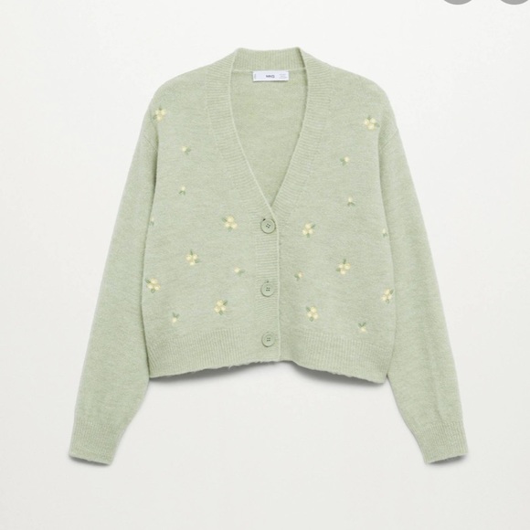 Nwt Mango Flowers Embroidery Cardigan 